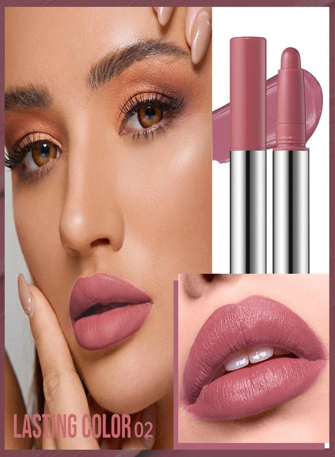 Hxssll Dusty Rose Mauve Matte Lipstick Crayon – Waterproof Long Lasting Lip Liner Pencil, High Pigment Creamy Velvet Lipstick, Non-Drying Lip Color for Women, 02# - Image 4
